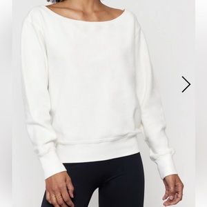 Spiritual gangster white off the shoulder sweatshirt